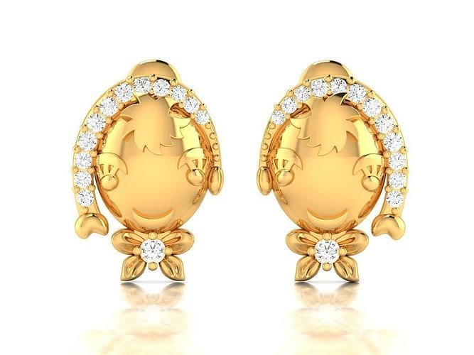 women diamond earring earrings jewellery printable gem studs hoopsandhuggies gold platinum jewel wedding engagement delicate jewelry precious luxury long drop solitaire 3D print model - Mito3D