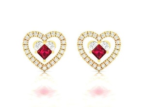 donne diamante cuore orecchini gioielleria argento orecchino gioiello squillare moda cad gemma San Valentino stampabile regalo oro 3d print model - Mito3D