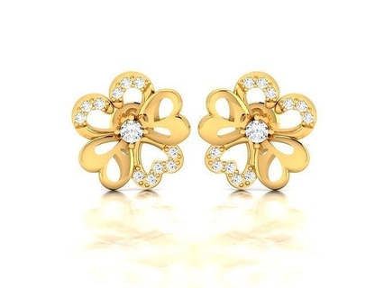 women diamond heart earrings jewelry hoop gold 21mm shining brilliant printable usa canada europe israel ring luxury fine earring 3d print model - Mito3D