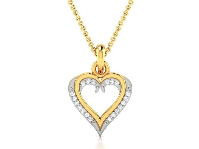 Frauen Diamant Anhänger Schmuck druckbar Gold Silber Hochzeit Juwel Sterling Weiß brillant Platin wertvoll Halskette Herz 3D print model - Mito3D