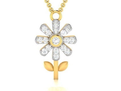 KADIN elmas kolye mücevher yazdırılabilir altın gümüş düğün sterlin beyaz parlak platin değerli takı çiçek 3d print model - Mito3D