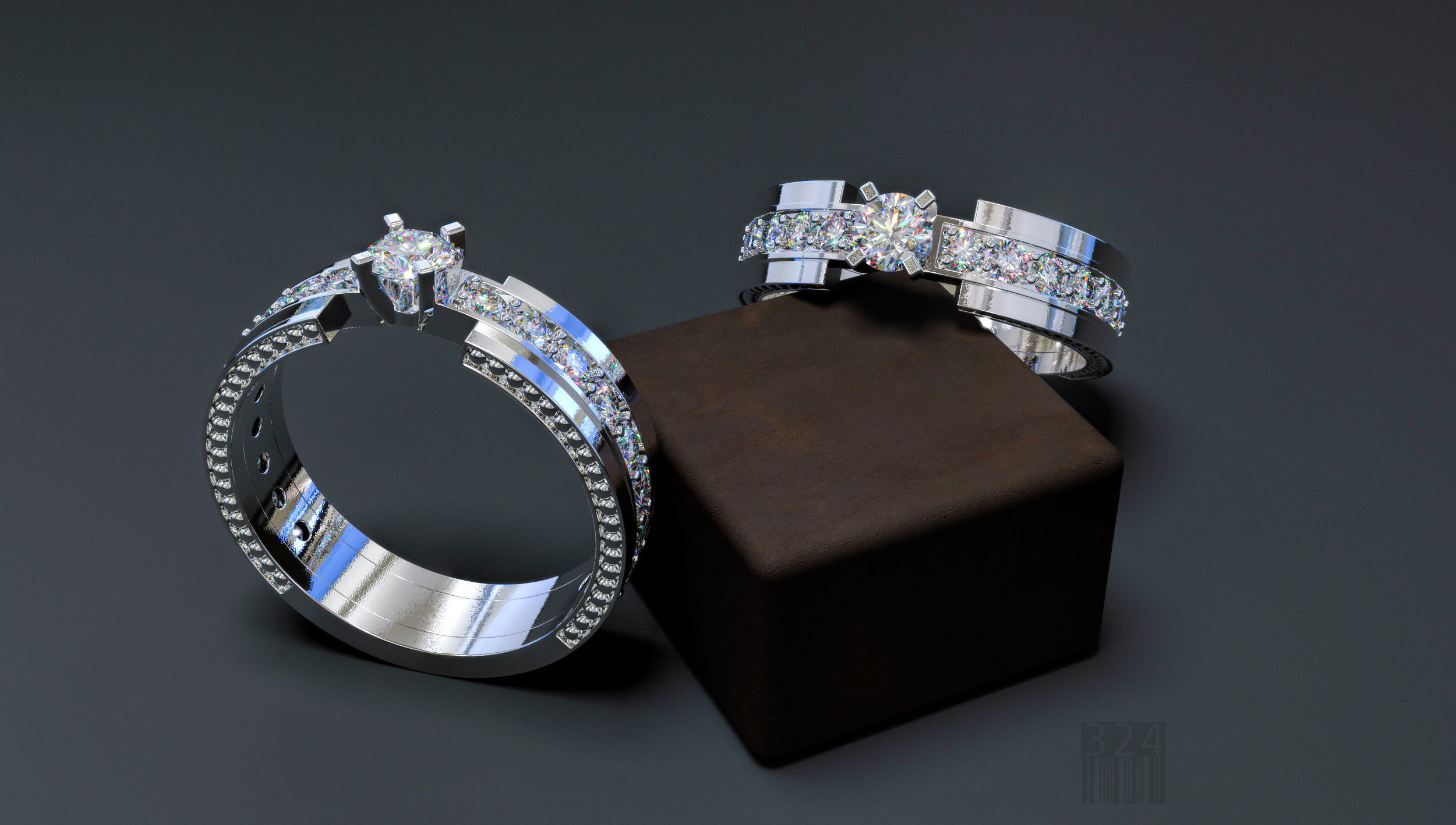 mulheres anel de diamante jóias modell stl impressão luxo pedra preciosa cera printable estilo a moda imprimir gem jóia casamento brilhantes anéis 3D print model - Mito3D