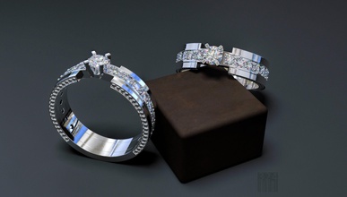 Frauen-Diamant-ring Schmuck Frauen diamond ring modell stl drucken Luxus Edelstein Wachs bedruckbar ist Stil Mode drucken gem Juwel Hochzeit Schmuck Diamant-ring genial Ringe 3d print model - Mito3D