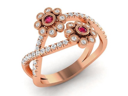 mujer diamante anillo 3dm detalles anillos Boda compromiso joya joyería imprimible oro flor plata platino lujo precioso 3d print model - Mito3D
