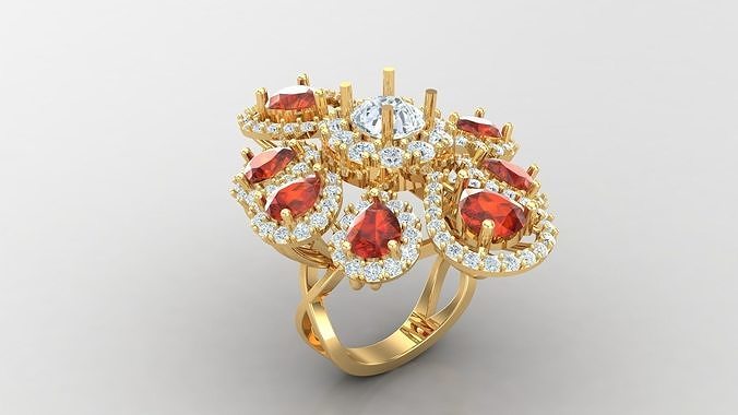mujer diamante anillo versión 2 wm1 76 joyería joya compromiso Boda anillos joyeria collares diseñadora joyas canalla diseño pulsera esposas diamantes 3D print model - Mito3D