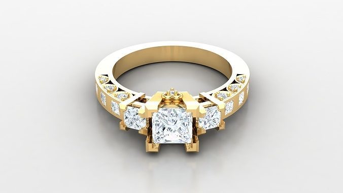 mujer diamante anillo versión 2 wm1 78 joyería joya compromiso Boda anillos joyeria collares diseñadora joyas canalla diseño pulsera esposas diamantes 3D print model - Mito3D