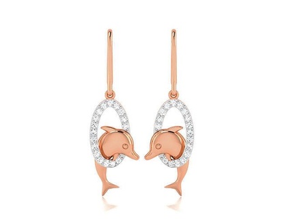 women dolphin drop earrings 3dm render detail jewellery printable gem studs hoopsandhuggies platinum silver jewel wedding diamond gold engagement jewelry precious luxury long 3d print model - Mito3D