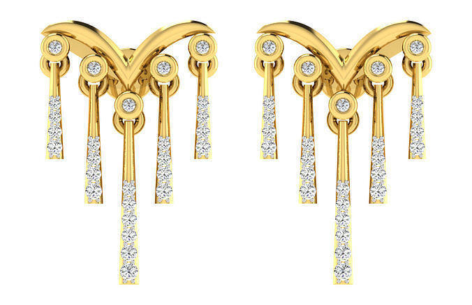 women drop earrings 3dm stl fbx obj render details diamond hoop diamonds jewelry earring brilliant round 18mm usa uk canada europe france italy mexico cad 3d 3D print model - Mito3D