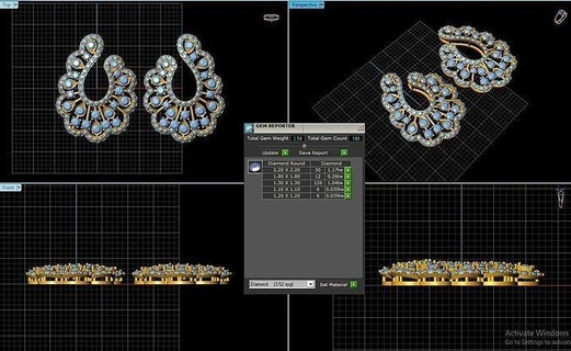 women earing design jewelry gold silver diamond earrings 3d print model - Mito3D