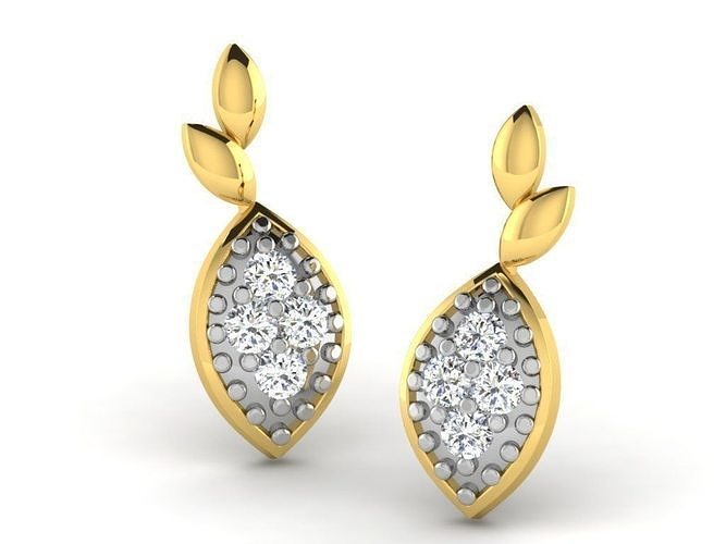 women earring jewelry printable diamond bespoke earrings halo stud studs ruby sapphire brilliant delicate usa canada europe uk israel 3D print model - Mito3D
