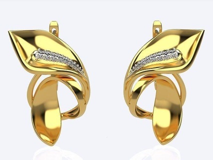 donne orecchino foglie gioielleria oro argento orecchini diamante stampabile gioiello squillare nozze pendente anelli moda collana gemma brillante 3d Stampa 3d print model - Mito3D
