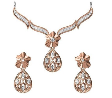 women earring necklace set stl jcd details pendant earrings wedding jewellery printable diamond jewelry pendants studs combo 3d print model - Mito3D