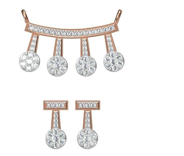 women earring necklace set stl jcd details pendant earrings wedding jewellery printable diamond jewelry combo pendants studs hoopsandhuggies 3D print model - Mito3D