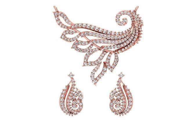 femmes boucle d'oreille pendentif 3dm stl obj fbx rend détails Collier bijoux diamant argent or imprimable bijou gemme engagement pendentifs 3D print model - Mito3D