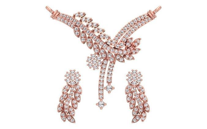 Frauen Ohrring Anhänger 3dm stl obj fbx rendert Einzelheiten Halskette Schmuck Diamant Silber Gold druckbar Juwel Engagement 3D print model - Mito3D