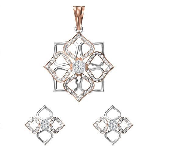 donne orecchino pendente impostato stl jcd dettagli orecchini nozze collana collane borchie gioielleria ciondoli combo diamante rosa 3D print model - Mito3D