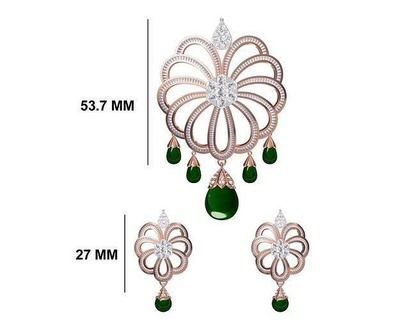 women earring pendant set stl jcd details earrings wedding jewellery printable diamond jewelry pendants studs necklace combo 3d print model - Mito3D