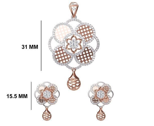 mulheres brinco pingente conjunto stl jcd detalhes brincos Casamento jóias imprimível diamante joalheria pingentes pregos colar combo 3D print model - Mito3D