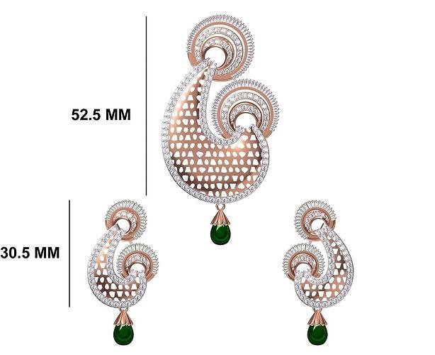 women earring pendant set stl jcd details earrings wedding jewellery printable diamond jewelry pendants studs necklace combo 3D print model - Mito3D