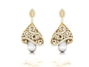women earrings jewellery printable gem studs hoopsandhuggies diamond gold platinum silver jewel wedding engagement jewelry precious luxury long drop pearl 3d print model - Mito3D