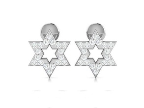 women earrings printable diamond white silver studs jewel gem hoopsandhuggies jewellery solitaire sterling gold jewelry precious brilliant luxury platinum gift star 3d print model - Mito3D