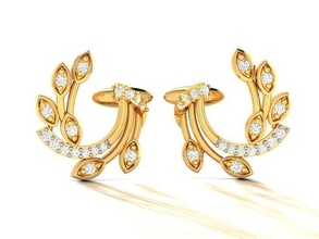 femmes boucles d'oreilles clous bijoux bijou cerceaux huggies or imprimable argent gemme solitaire diamant luxe brillant précieux boucle d'oreille 3d print model - Mito3D
