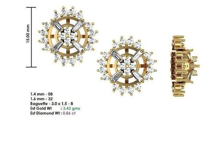 KADIN küpe mücevher çemberler lüks Solitaire çiviler takı düğün nişan yazdırılabilir altın düşürmek uzun elmas 3d print model - Mito3D