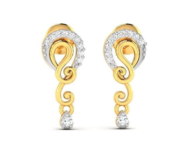 women earrings jewellery printable gem studs hoopsandhuggies diamond gold platinum silver jewel wedding engagement jewelry precious luxury long drop 3D print model - Mito3D