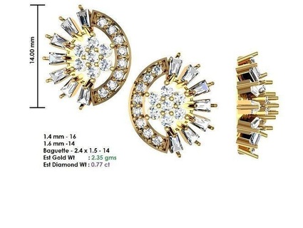 women earrings jewel hoopsandhuggies luxury solitaire studs jewelry wedding engagement jewellery printable gold drop long diamond 3d print model - Mito3D