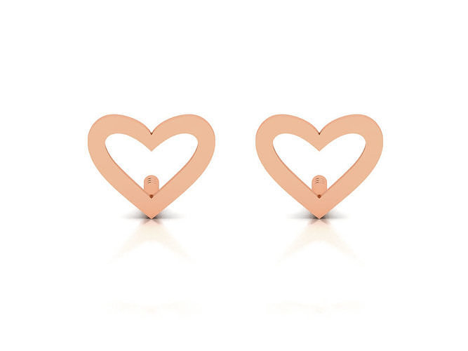 women earrings jewellery printable studs hoopsandhuggies platinum jewel wedding gold engagement jewelry precious luxury light wt plain heart 3D print model - Mito3D