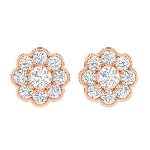 women earrings - 140285 jewelry wedding engagement jewellery jewel printable solitaire gold studs hoopsandhuggies luxury diamond 3D print model - Mito3D