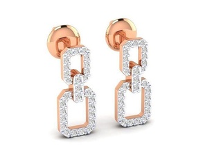 women earrings - 3-er jewel hoopsandhuggies luxury solitaire studs diamond long gem silver jewelry wedding engagement jewellery printable gold 3d print model - Mito3D