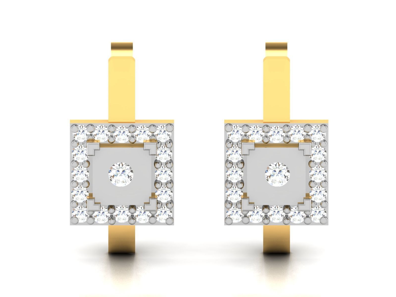 donne orecchini 3dm render gioielleria stampabile gemma argento borchie hoopsandhuggies diamante oro platino 3D print model - Mito3D