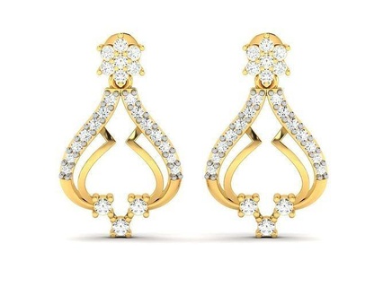 women earrings 3dm render detail huggie huggy diamond cad jewelry canada uk israel 3dmodel printable hoop 3d earring brilliant sapphire womens usa 3d print model - Mito3D