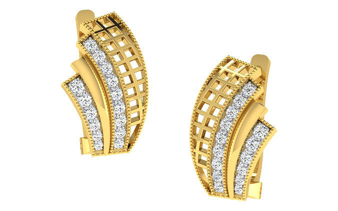 femmes boucles d'oreilles 3dm stl rendre bijoux imprimable gemme clous cerceaux huggies diamant or platine argent 3D print model - Mito3D