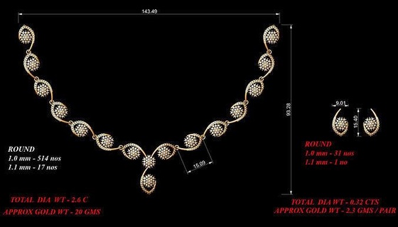 donne orecchini collane ciondoli imposta pendente nozze Fidanzamento argento oro sterlina brillante collana impostato gioielleria 3d print model - Mito3D