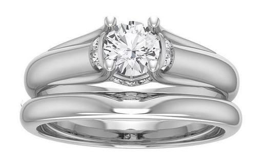 femmes engagement double bande anneaux bague diamant bijoux or mariée mariage anniversaire promettre Valentin proposition cocktail fleur solitaire l'amour cœur 3d print model - Mito3D