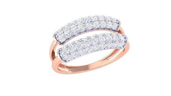 mujer compromiso Boda doble banda anillos joyería joya platino solitario anillo oro aniversario promesa enamorado propuesta diamante 3d print model - Mito3D