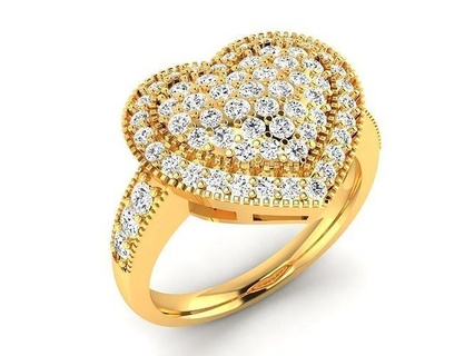 mulheres noivado Casamento coração anel joalheria sinete argolas sólido imprimível brilhante diamante brilhando luxo rosado vintage ouro 3dprinting 3d print model - Mito3D