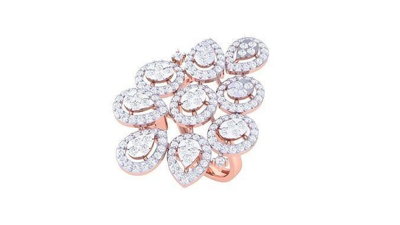 mujer lujoso elegante flor anillo 3dm stl obj fbx renders detalles joyería joya banda precioso Boda oro imprimible diamante Moda anillos abultar colección compromiso solitario 3d print model - Mito3D