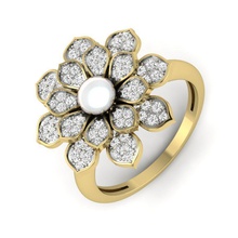les femmes de la fleur-anneau perle 3dm rendre détail 3d modèle d'impression bijoux anneaux mariage gem l'engagement imprimable joyau le diamant d'argent or bague en livre sterling platine blanc brillant anneau 3d print model - Mito3D