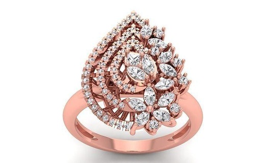 femmes fleur marquise diamant mariée bague bijoux bande femme halo anneaux masse collection solitaire engagement imprimable mariage 3d print model - Mito3D