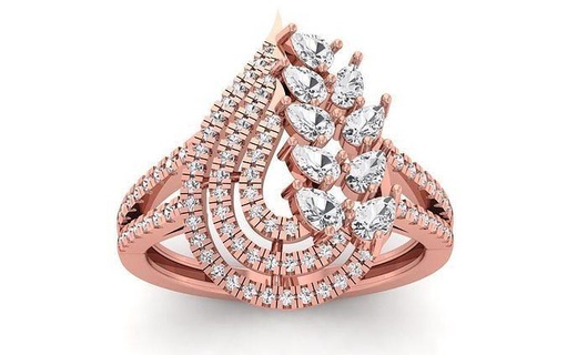 femmes fleur poire diamant mariée bague bijoux bande femme mariage anneaux masse collection solitaire engagement imprimable 3d print model - Mito3D