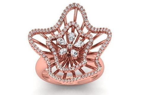 mujer flor pera diamante nupcial anillo joyería joya banda aureola anillos abultar colección solitario compromiso imprimible boda 3d print model - Mito3D