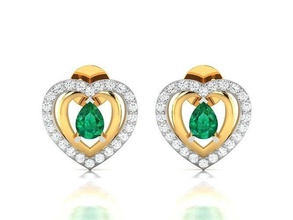 women heart earrings 3d jewelry gold jewel jewellery gems earring printable fashion luxury lovely silver engagem diamond brilliant 3d print model - Mito3D