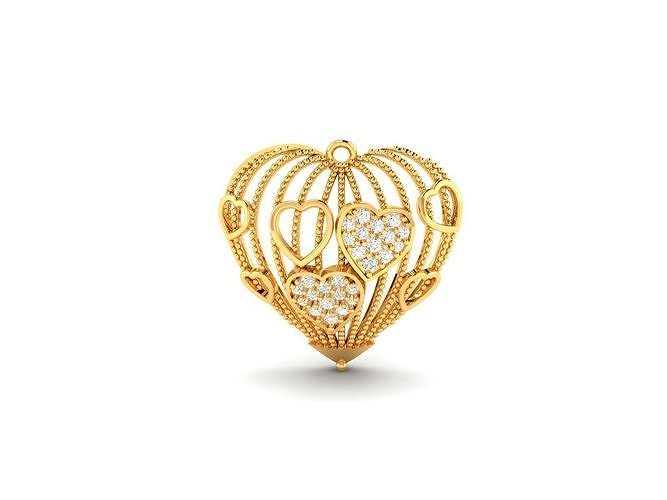femmes cœur 3dm stl obj fbx rendre détails pendentif collier bijoux diamant argent or sterling blanc brillant imprimable gemme bijou pendentifs l'amour bague 3D print model - Mito3D