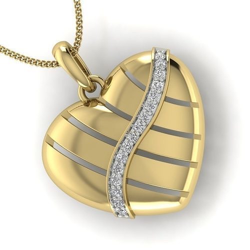Frauen Herz Anhänger Schmuck Mode Zubehör Gold Diamant Frau Design Feng Shui druckbar Ring Sterling Silber Halskette vintag 3D print model - Mito3D