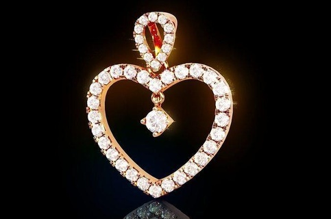 KADIN kalp kolye 2 mücevher takı mücevher altın gümüş yazdırılabilir elmas taşlar kolye kolye kolye kolye kalp Aşk sevgili KADIN kolye mücevher parlak moda güzellik kadın 3d print model - Mito3D