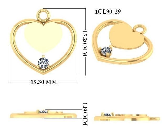 women heart pendant 3dm 1render detail jewellery printable diamond gold silver wedding jewel sterling white brilliant platinum precious necklace pendants jewelry 3D print model - Mito3D