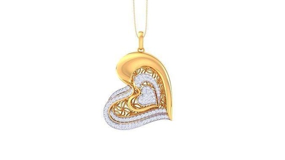 KADIN kalp kolye 3dm stl obj fbx render detaylar Solitaire mücevher nişan kokteyl düğün gümüş altın kolyeler elmas fantezi moda takı 3d print model - Mito3D